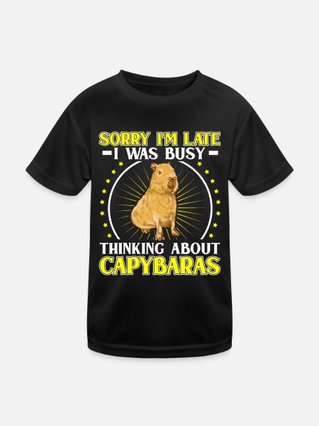 Capybara Trop tard Amérique du Sud Capybara - T-shirt sport Enfant - noir - Devant