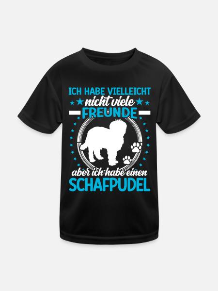 Schafpudel ist mein Freund Hütepudel - Kinder Funktions-T-Shirt - Schwarz - Vorne