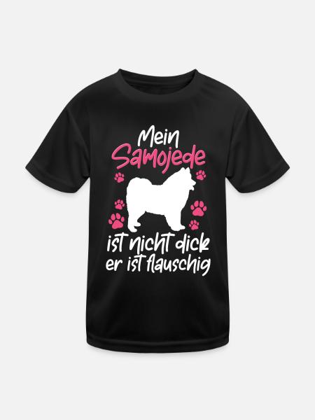 Samojede ist nicht dick Samojedenspitz Samojede - Kinder Funktions-T-Shirt - Schwarz - Vorne