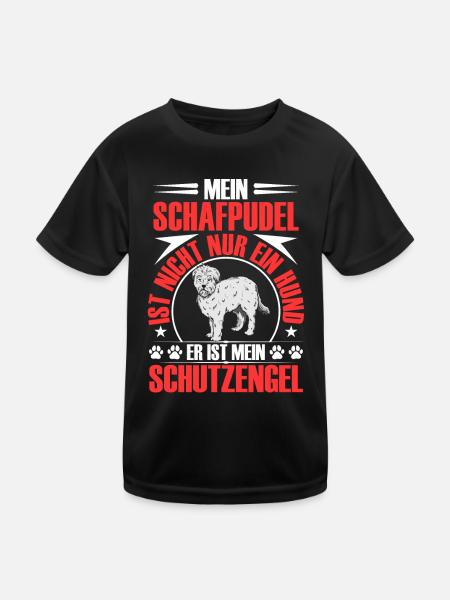 Schafpudel ist mein Schutzengel Hütepudel - Kinder Funktions-T-Shirt - Schwarz - Vorne