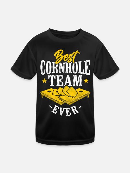 Cornhole Team Bean Bag Player - Kinder Funktions-T-Shirt - Schwarz - Vorne
