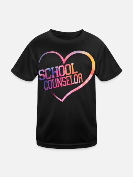 School Counselor Heart Watercolor - Kinder Funktions-T-Shirt - Schwarz - Vorne