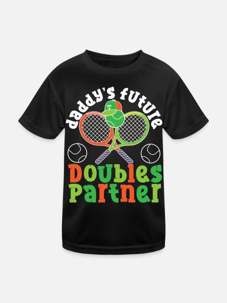 Funny Tennis Player Racket Daddy's - Kinder Funktions-T-Shirt - Schwarz - Vorne