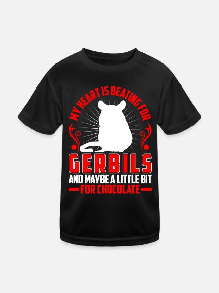 Mon cœur bat pour la gerbille rongeur Gerbille - T-shirt sport Enfant - noir - Devant