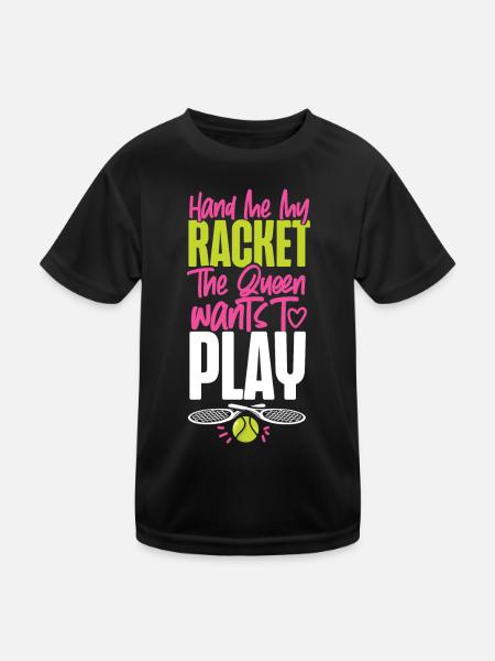 Funny Tennis Player Racket Queen - Kids Functional T-Shirt - black - Front