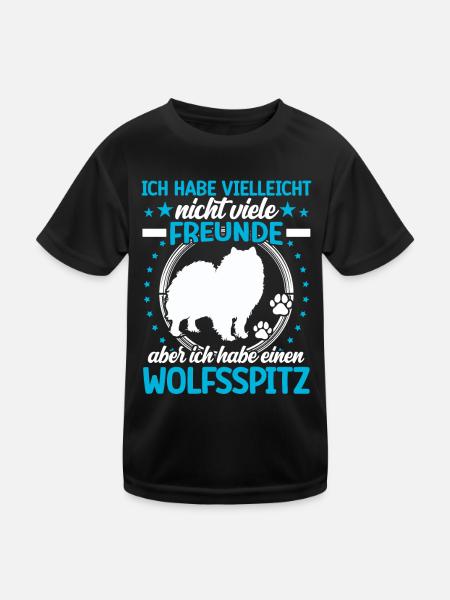 Wolfspitz is my friend Keeshond - Kids Functional T-Shirt - black - Front