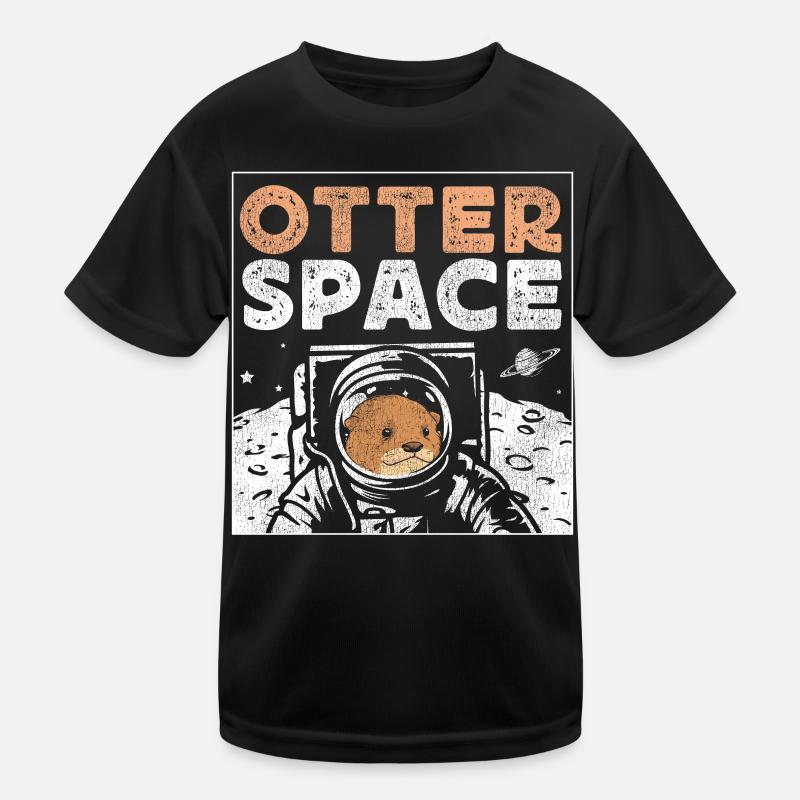 Otter Pun Space Science Astronaut - Kinder Funktions-T-Shirt - Schwarz