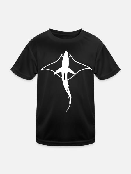 Manta Hai Mantarochen Riffhai Longimanus - Kinder Funktions-T-Shirt - Schwarz