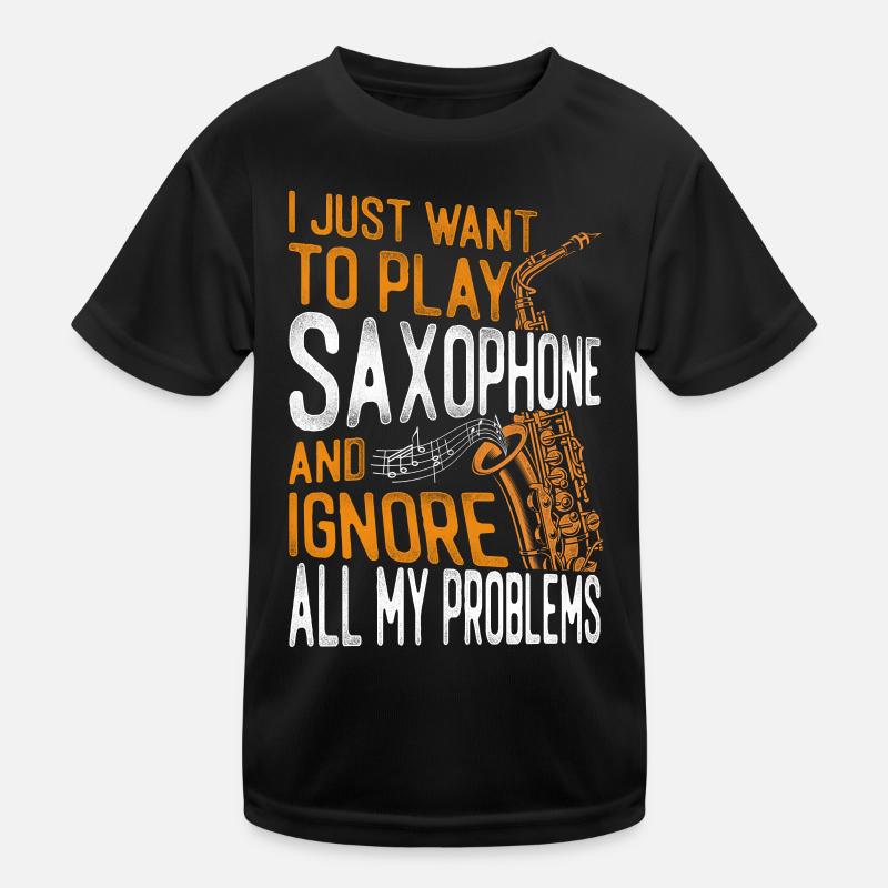 Saxophone I Just Want To Play Kinder Funktions-T-Shirt