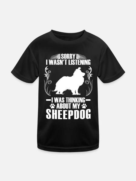 Penser au chien de berger Shetland British Sheltie - T-shirt sport Enfant - noir - Devant