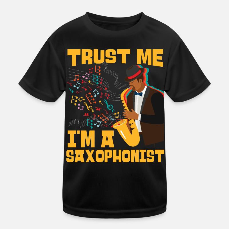 Saxophone Trust Me I'm A - Kids Functional T-Shirt - black