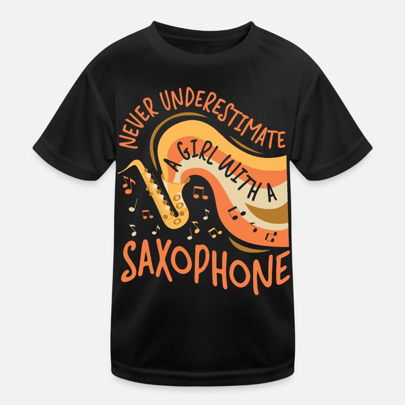 Saxophone Never Underestimate A Kinder Funktions-T-Shirt