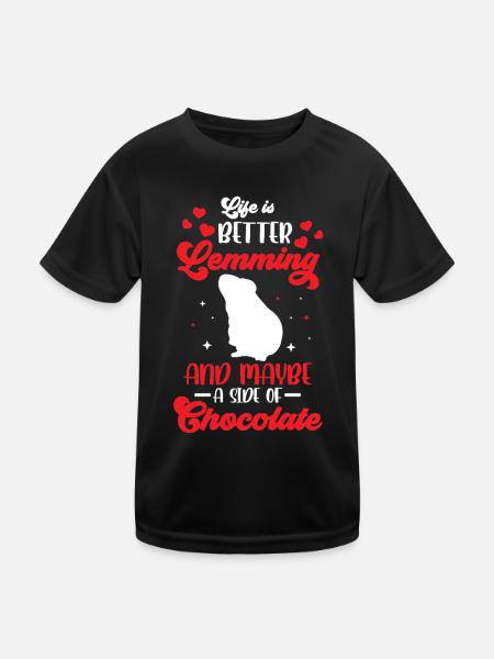 Lemmings and Chocolate Vole Lemming - Kids Functional T-Shirt - black - Front