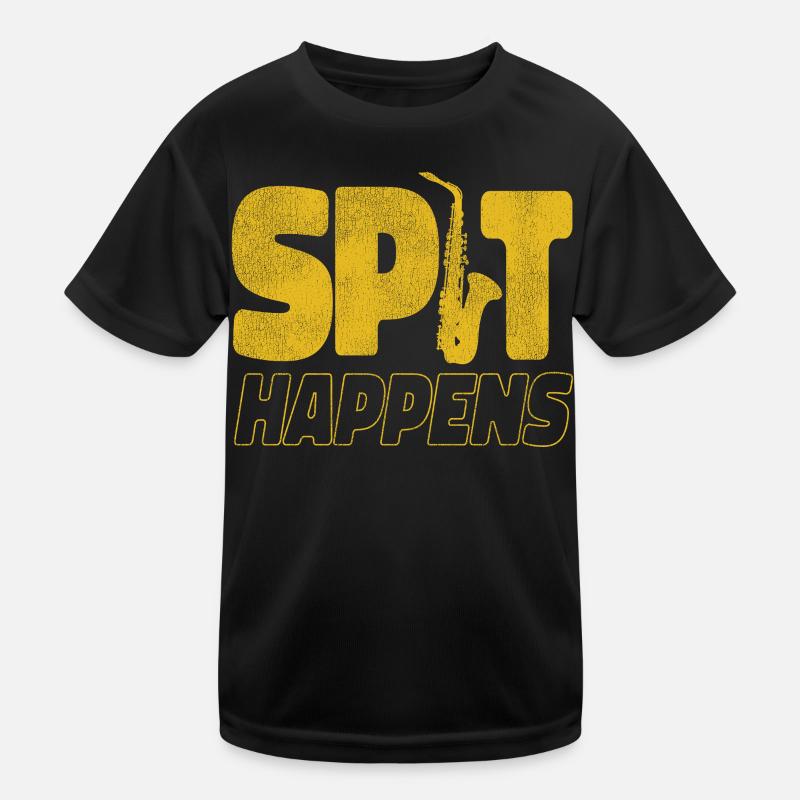 Saxophone Pun Spit Happens Kids Functional T-Shirt