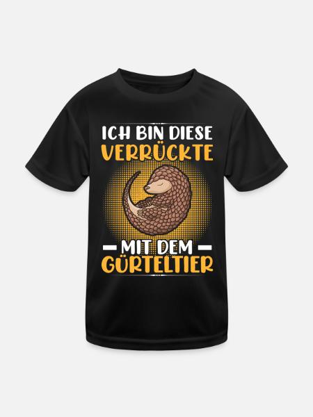 Armadillo Crazy with Armadillo Armadillo Armadillo - Kids Functional T-Shirt - black - Front