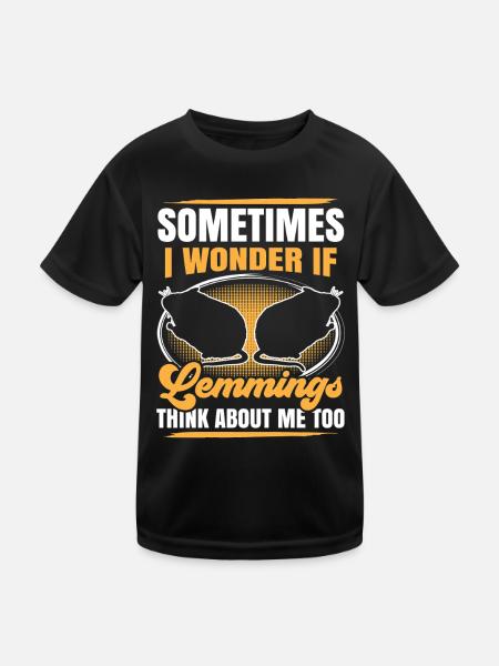 Lemmings Thinking of Me Vole Lemming - Kids Functional T-Shirt - black - Front