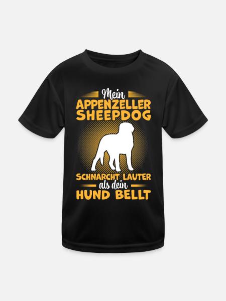 Mountain dog snores according to Appenzeller Mountain Dog - Kids Functional T-Shirt - black - Front