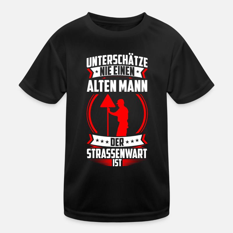 Old man, the road maintenance worker, is a highway attendant Kids Functional T-Shirt