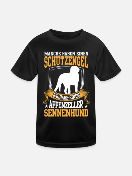 Appenzeller Sennenhund ist mein Schutzengel - Kinder Funktions-T-Shirt - Schwarz - Vorne