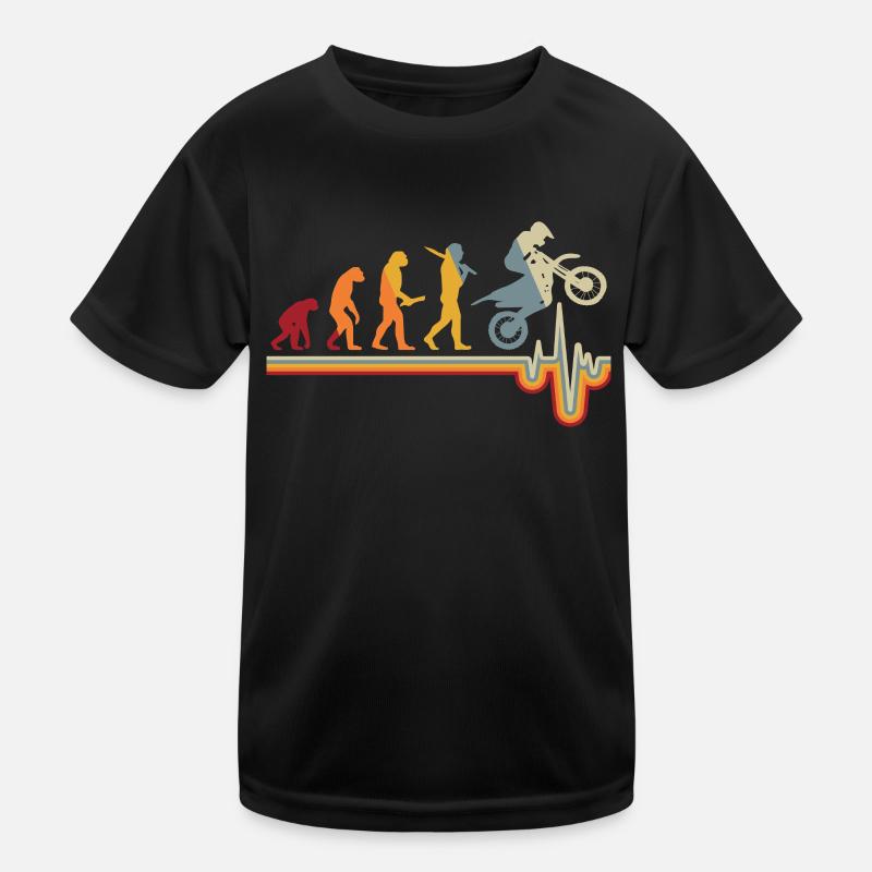 Motocross Evolution Heartbeat Motorcycle Gift Kids Functional T-Shirt