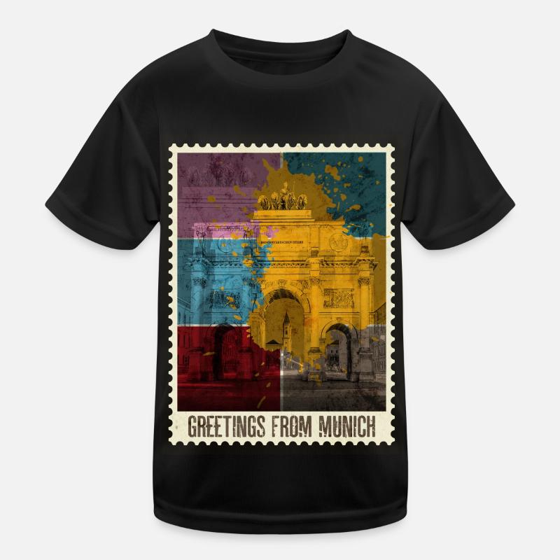 Munich Germany City Skyline Stamp Kids Functional T-Shirt