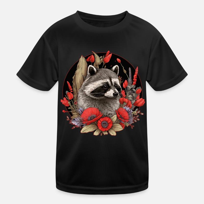 Waschbär Waldtiere Kinder Funktions-T-Shirt