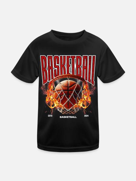 Basketball Basketballer - Kinder Funktions-T-Shirt - Schwarz - Vorne