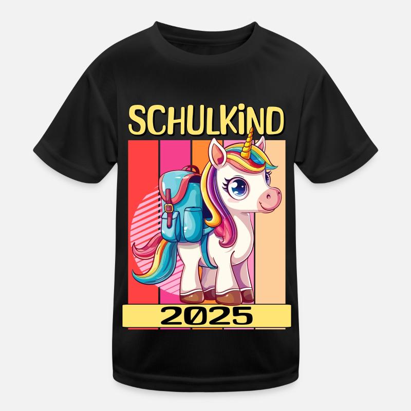 Schulkind 2025 Einhorn Einschulung Schule Schüler Kinder Funktions-T-Shirt