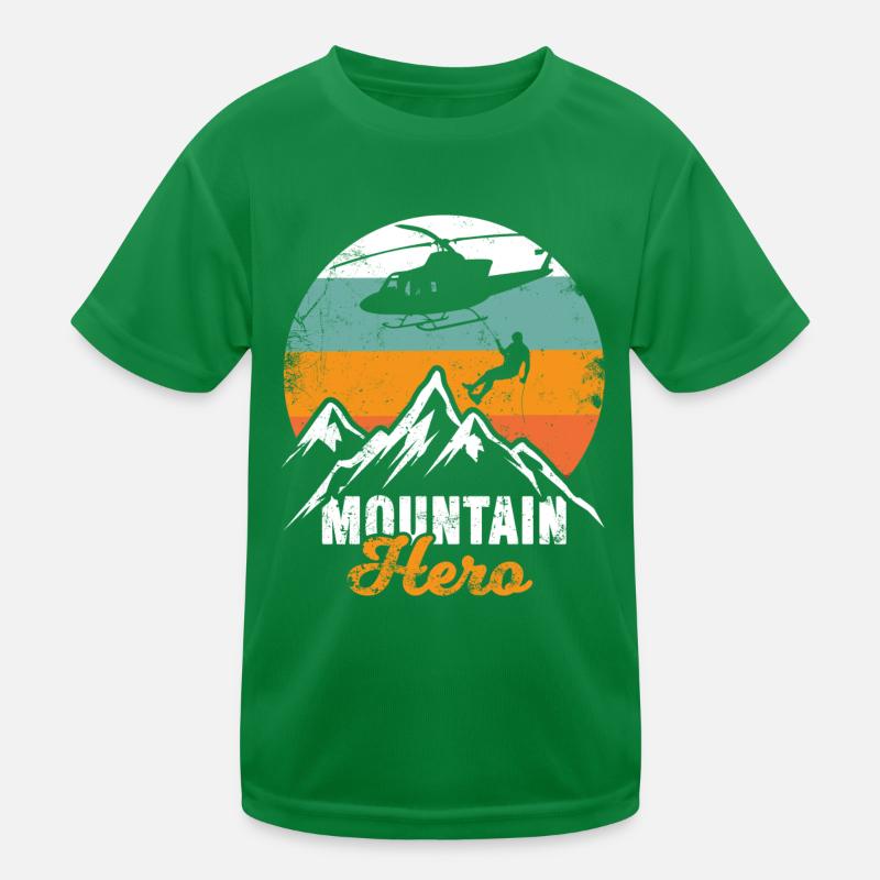 Mountain Rescue Helicopter Mountain Hero Kids Functional T-Shirt