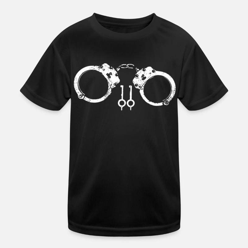 Handschellen - Kinder Funktions-T-Shirt - Schwarz
