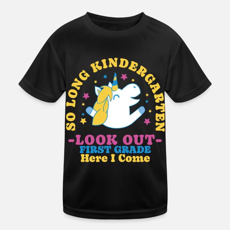 Einschulung Einhorn Tschüss Kindergarten Kinder Funktions-T-Shirt