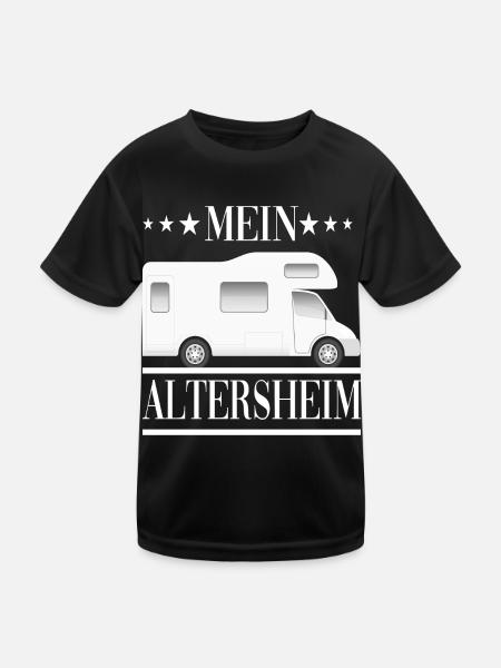 Camping Wohnmobil Altersheim Reisen Wohnwagen - Kinder Funktions-T-Shirt - Schwarz - Vorne