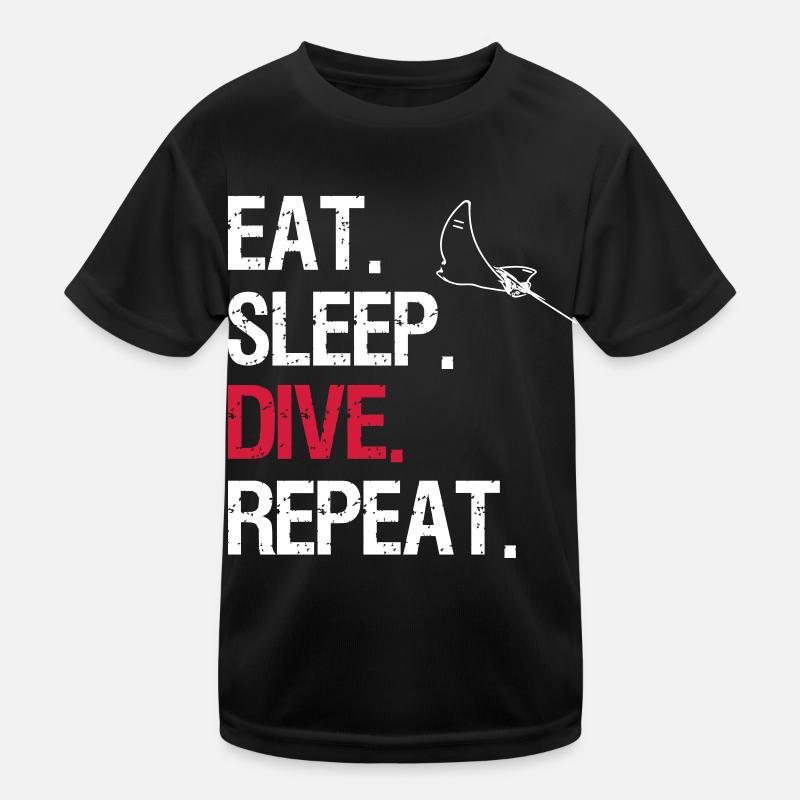 Eat Sleep Dive Repeat - Adlerrochen - Kinder Funktions-T-Shirt - Schwarz