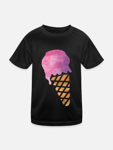 Eiscreme - Kinder Funktions-T-Shirt - Schwarz
