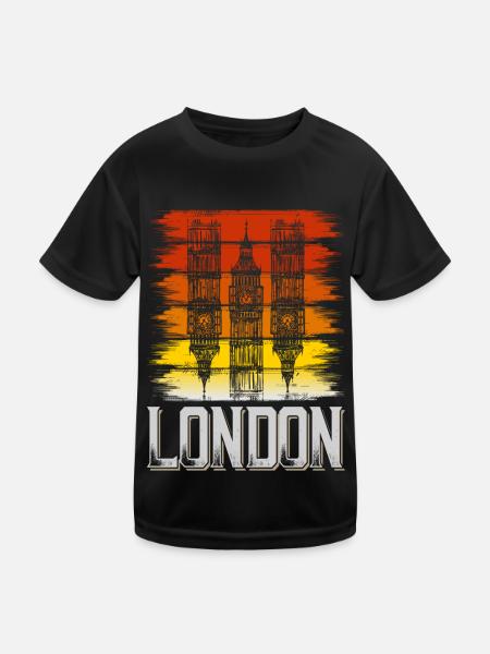 Londres Angleterre Royaume-Uni City Vintage Retro Skyline - T-shirt sport Enfant - noir - Devant