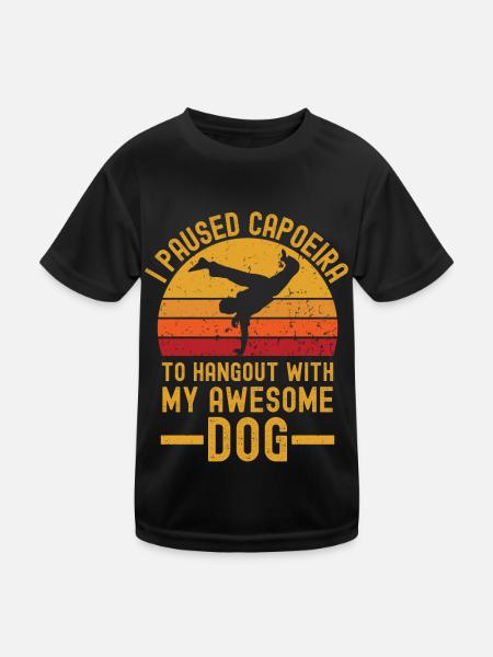 Capoeira et chien rétro vintage - T-shirt sport Enfant - noir - Devant