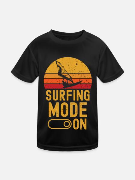 Planche à voile Mode sur rétro vintage - T-shirt sport Enfant - noir - Devant