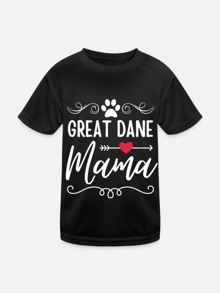 Deutsche Dogge Mama - Kinder Funktions-T-Shirt - Schwarz - Vorne