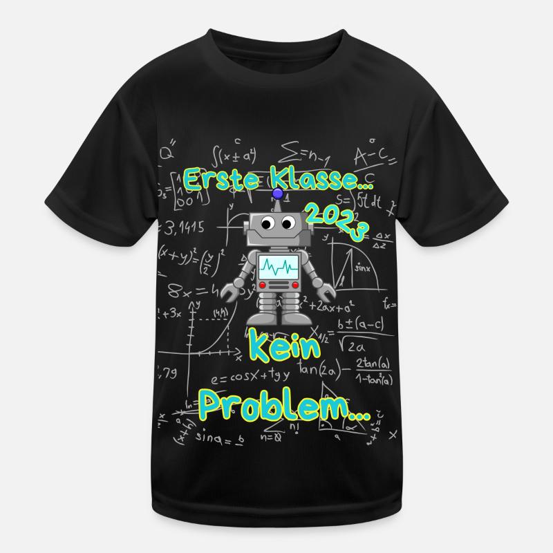 Schulanfang Roboter T-Shirt Uni Kinder Funktions-T-Shirt