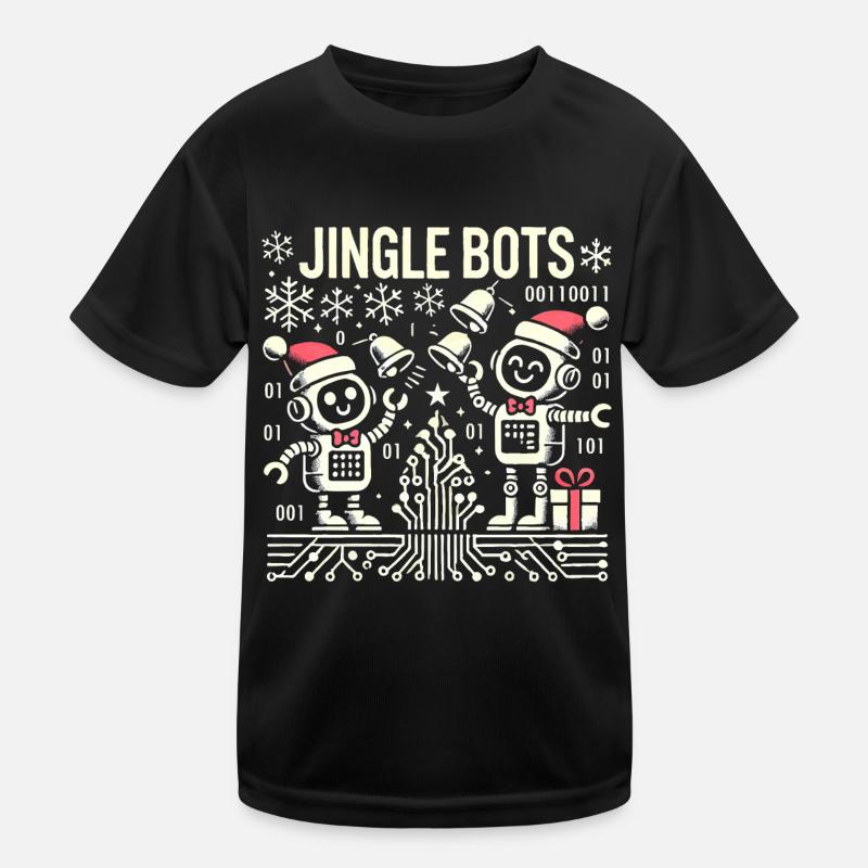 Jingle Bots - Weihnachtsroboter mit Binärcode Kinder Funktions-T-Shirt