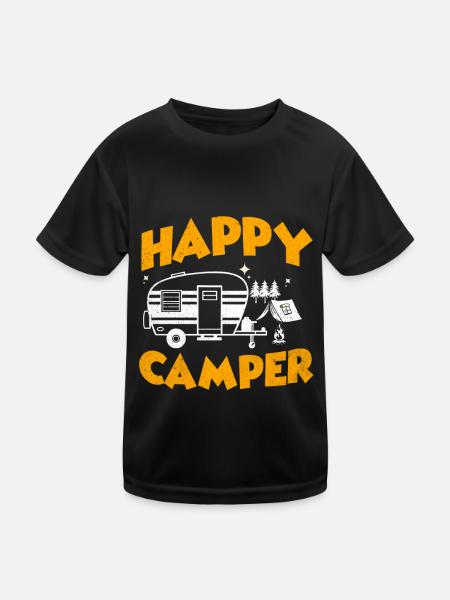 Camping - Kinder Funktions-T-Shirt - Schwarz - Vorne