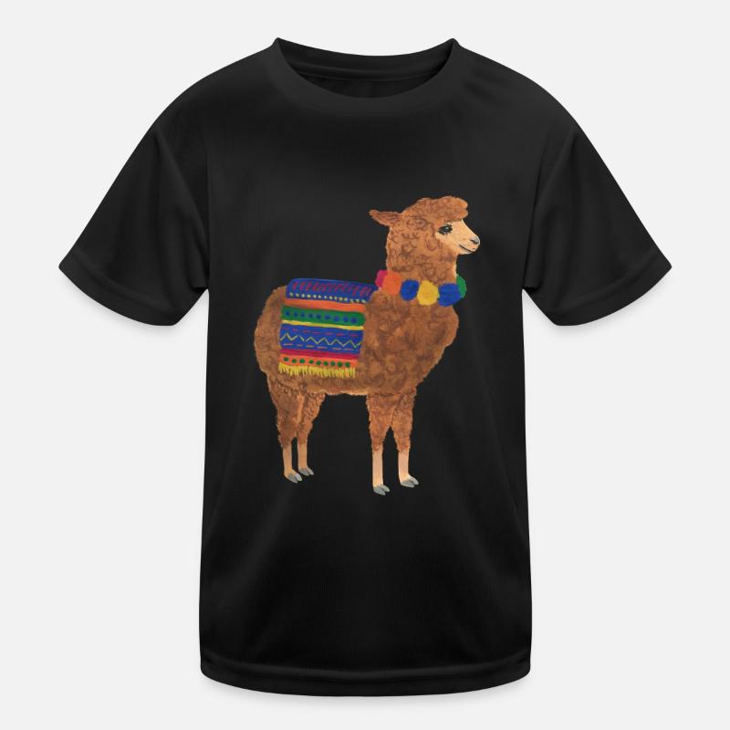 Lama Alpaka Vikunja Guanako Peru Anden Kinder Funktions-T-Shirt