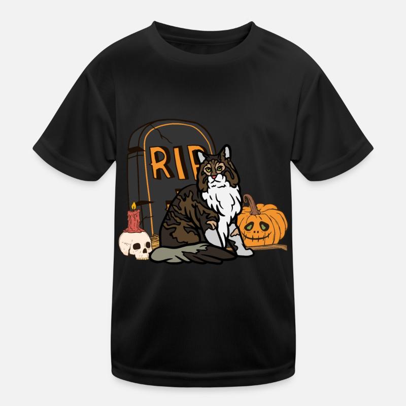 Mignon Maine Coon Chat d’Halloween T-shirt sport Enfant