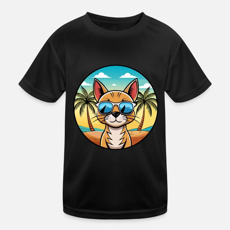 Lunettes de soleil de race de chat abyssin de dessin animé plage T-shirt sport Enfant
