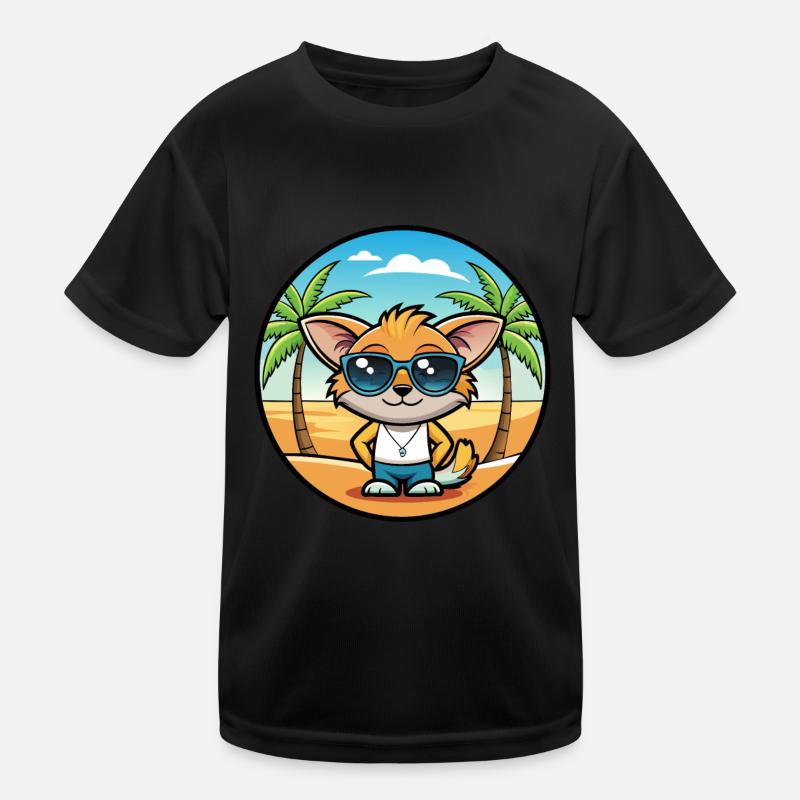 Pixie Bob Katzenrasse Cartoon Sonnenbrille Strand Kinder Funktions-T-Shirt