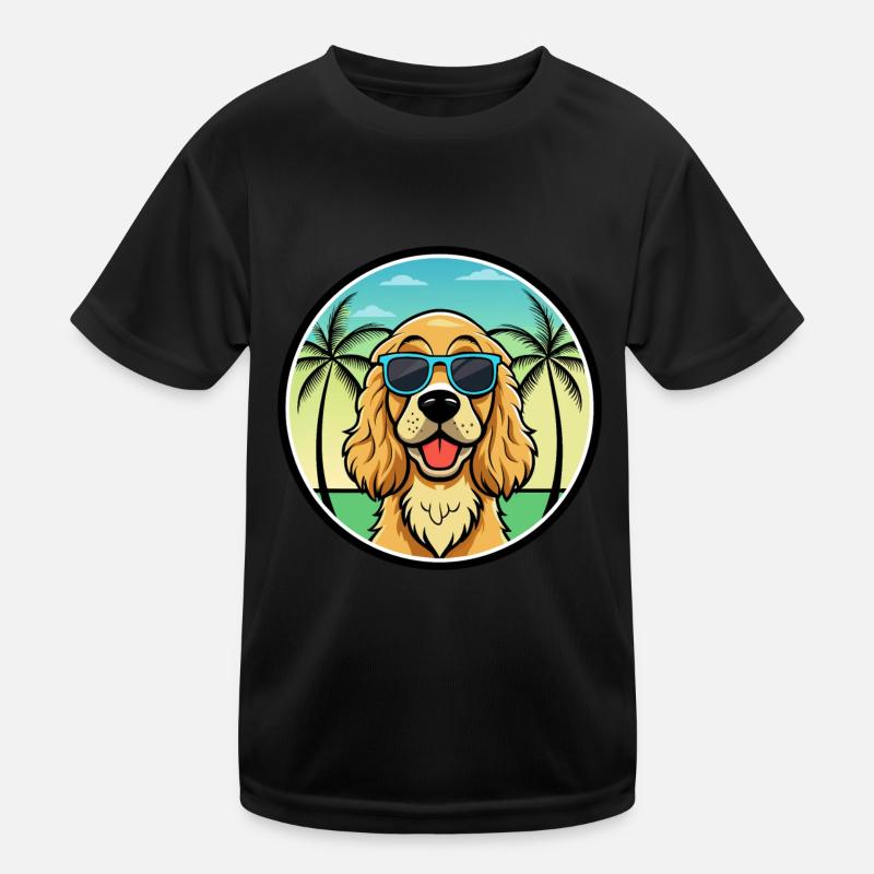 Englischer Cocker Spaniel Hunderasse Cartoon Beach Kinder Funktions-T-Shirt