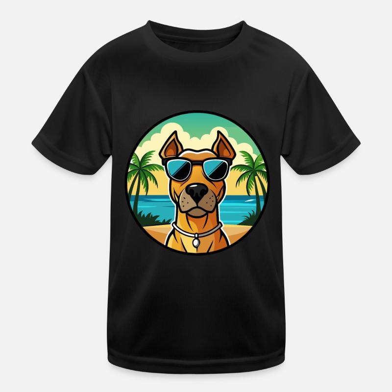 Rhodesian Ridgeback Dog Breed Cartoon Sunglasses Kids Functional T-Shirt