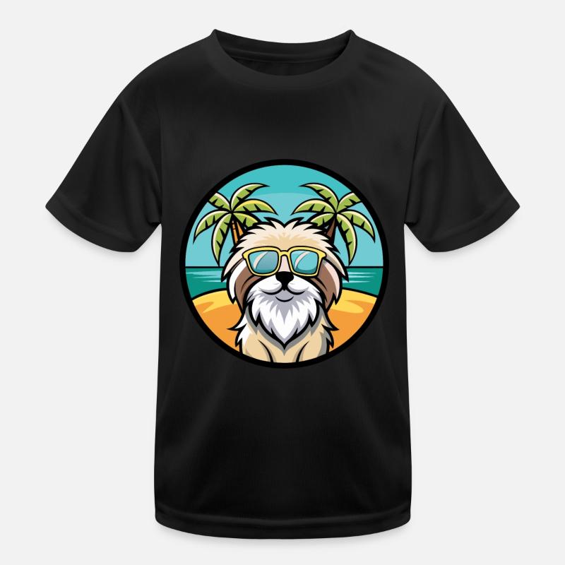 Pyrenäen-Schäferhund-Rasse Cartoon-Sonnenbrille Strand Kinder Funktions-T-Shirt