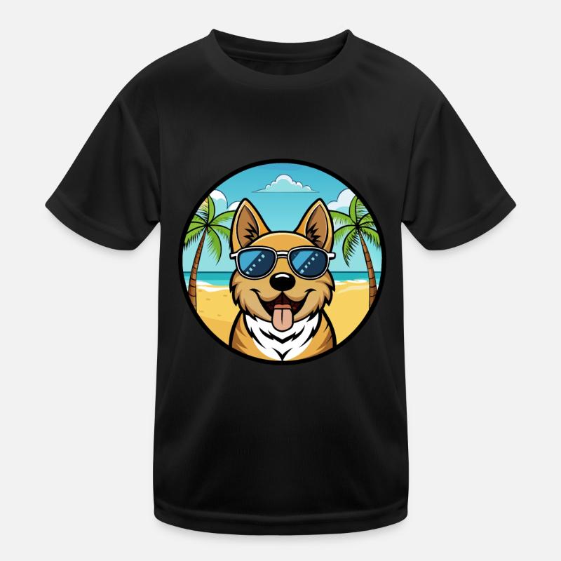 Plage de dessin animé de race de chien Ovcharka de Russie du Sud T-shirt sport Enfant