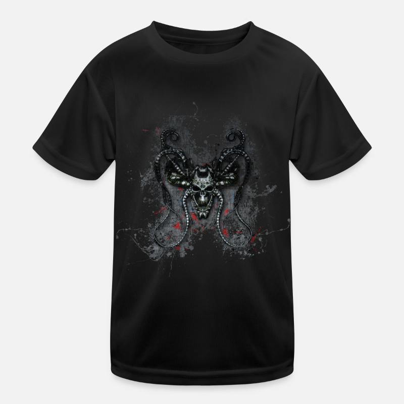 Gothic Monster Skull Paint Splatter Art Kids Functional T-Shirt